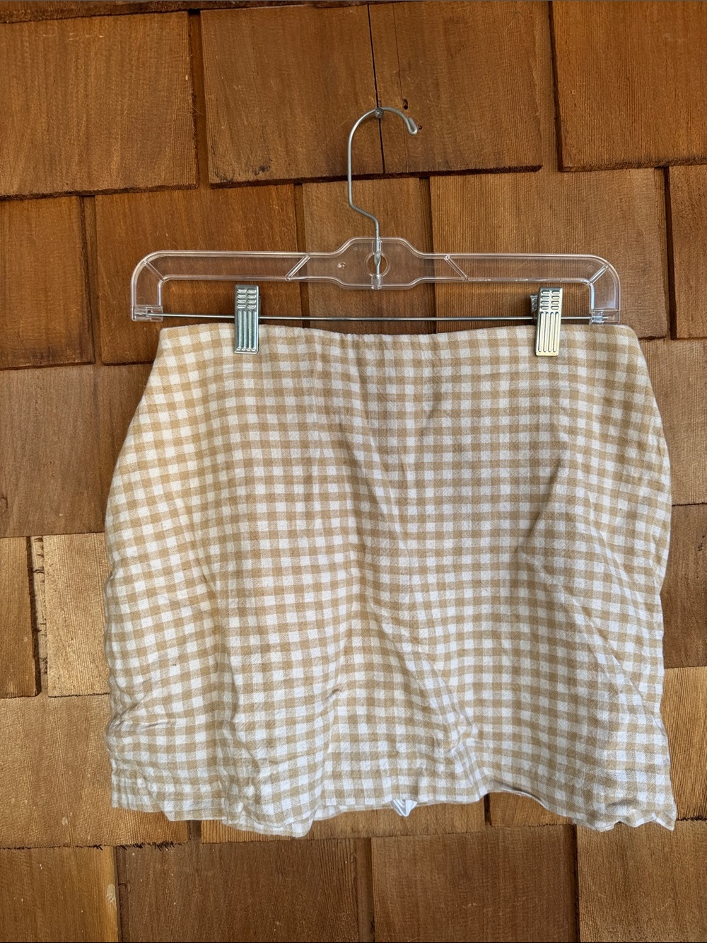 Abercrombie & Fitch Beige and White Gingham Mini Skirt